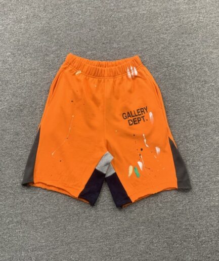 GALLERY DEPT LOGO WITH SPLASH INK ORANGE SHORTS